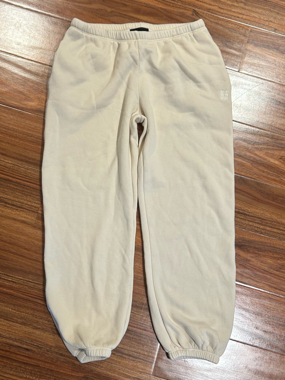 Monrow cream low rise sweatpants joggers fleece size XS